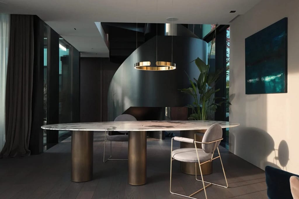 The method — Architectural assessment 16 Architectural assessment of materials: marble table under a ring lamp