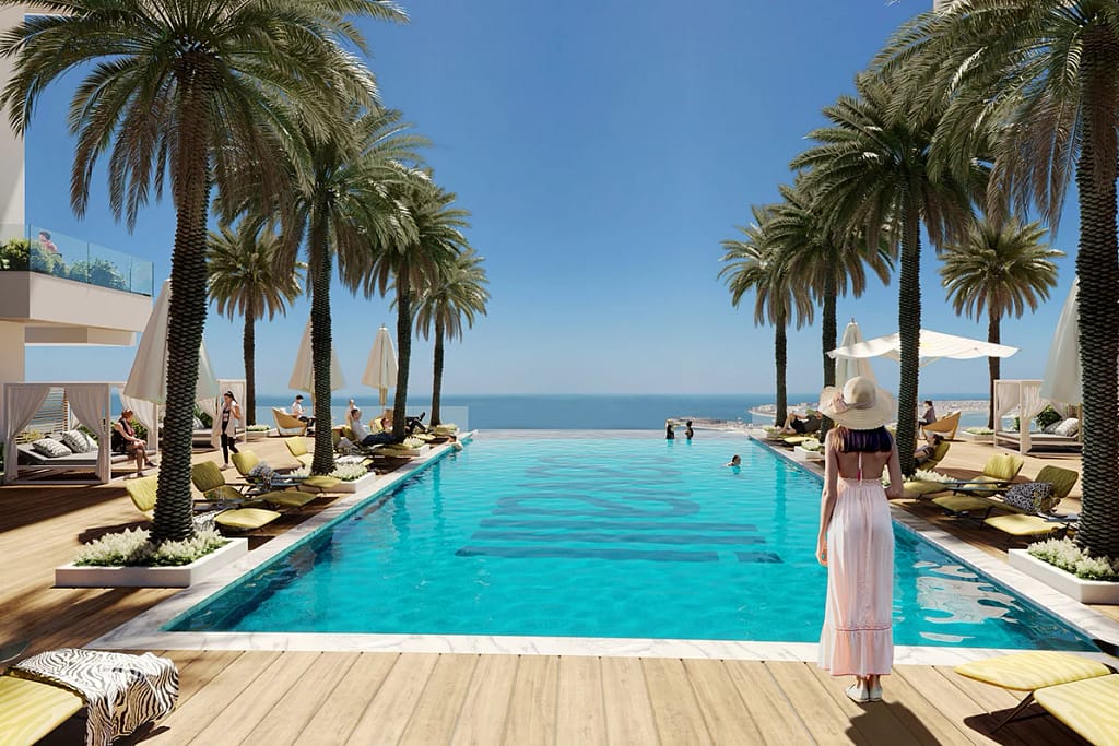 Cavalli Tower — Residenze firmate Cavalli a Dubai Marina 10 Cavalli Tower: la sky pool al livello 58 affacciata sulla Palm Jumeirah
