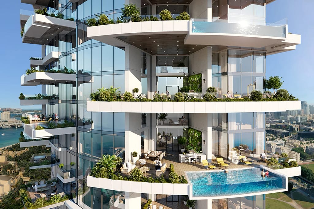 Cavalli Tower — Residenze firmate Cavalli a Dubai Marina 19 Cavalli Tower: le terrazze con piscina sospese sulla costa di Al Sufouh
