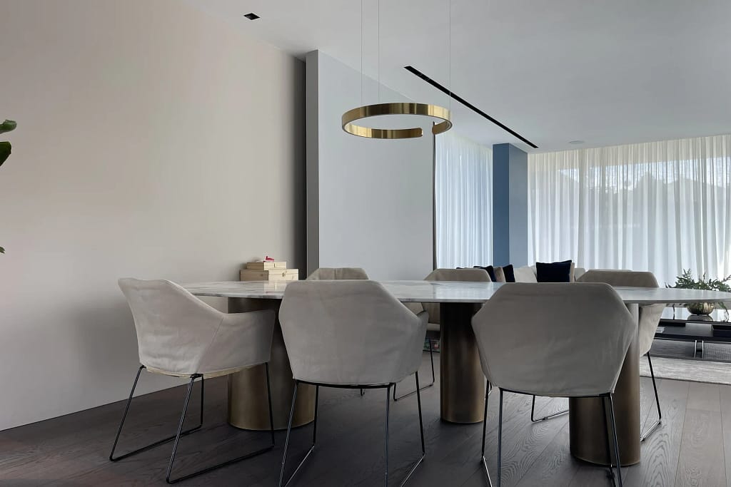 Designer Lighting — The Lighting Design of the Villa 13 Designer lighting: AV Home ground-floor dining area, Viabizzuno lighting