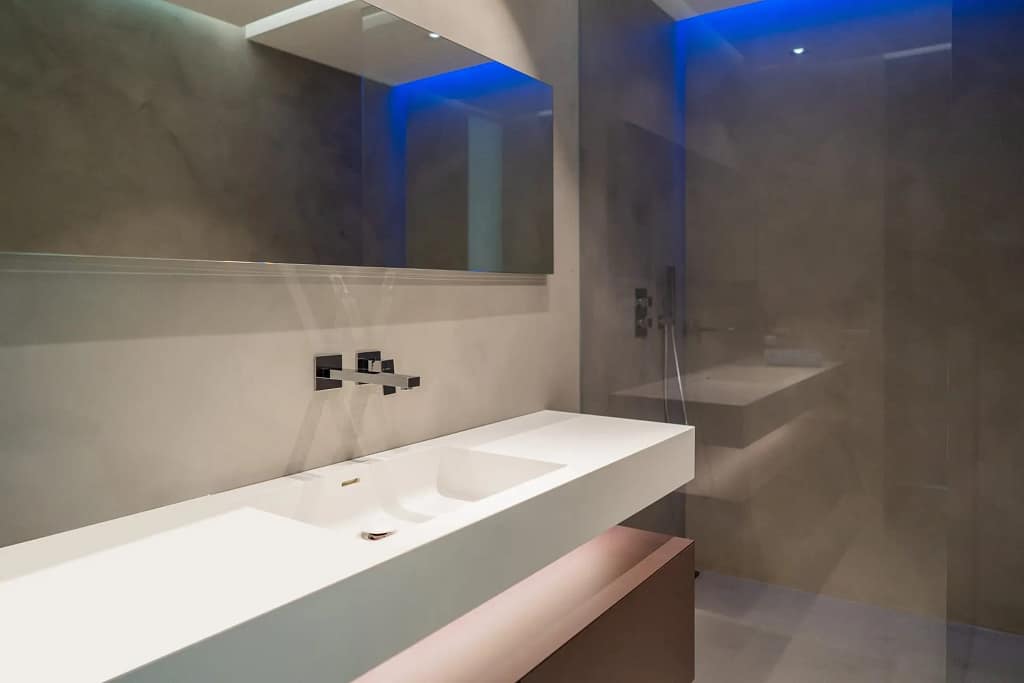 Infrared Sauna and Villa Wellness 8 Infrared sauna: a spa bathroom with soft light in a contemporary villa
