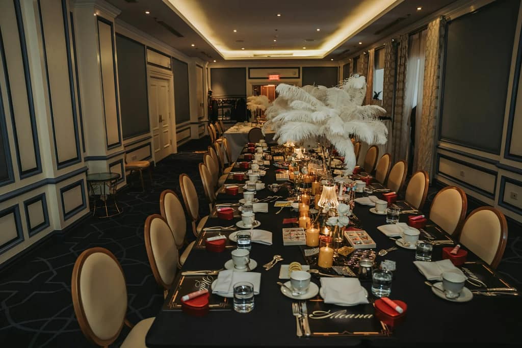 Private Villa Events and Concierge 17 Private villa events: long gala table in a candlelit hall (illustrative photo)