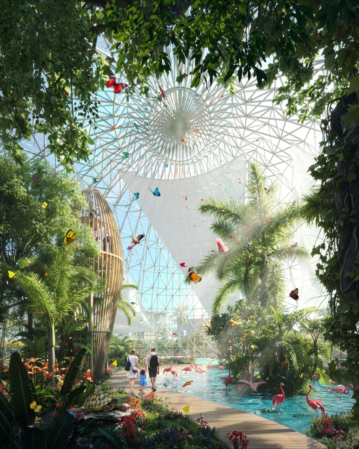 DAMAC Islands 2: interno della Climate Dome con vegetazione tropicale