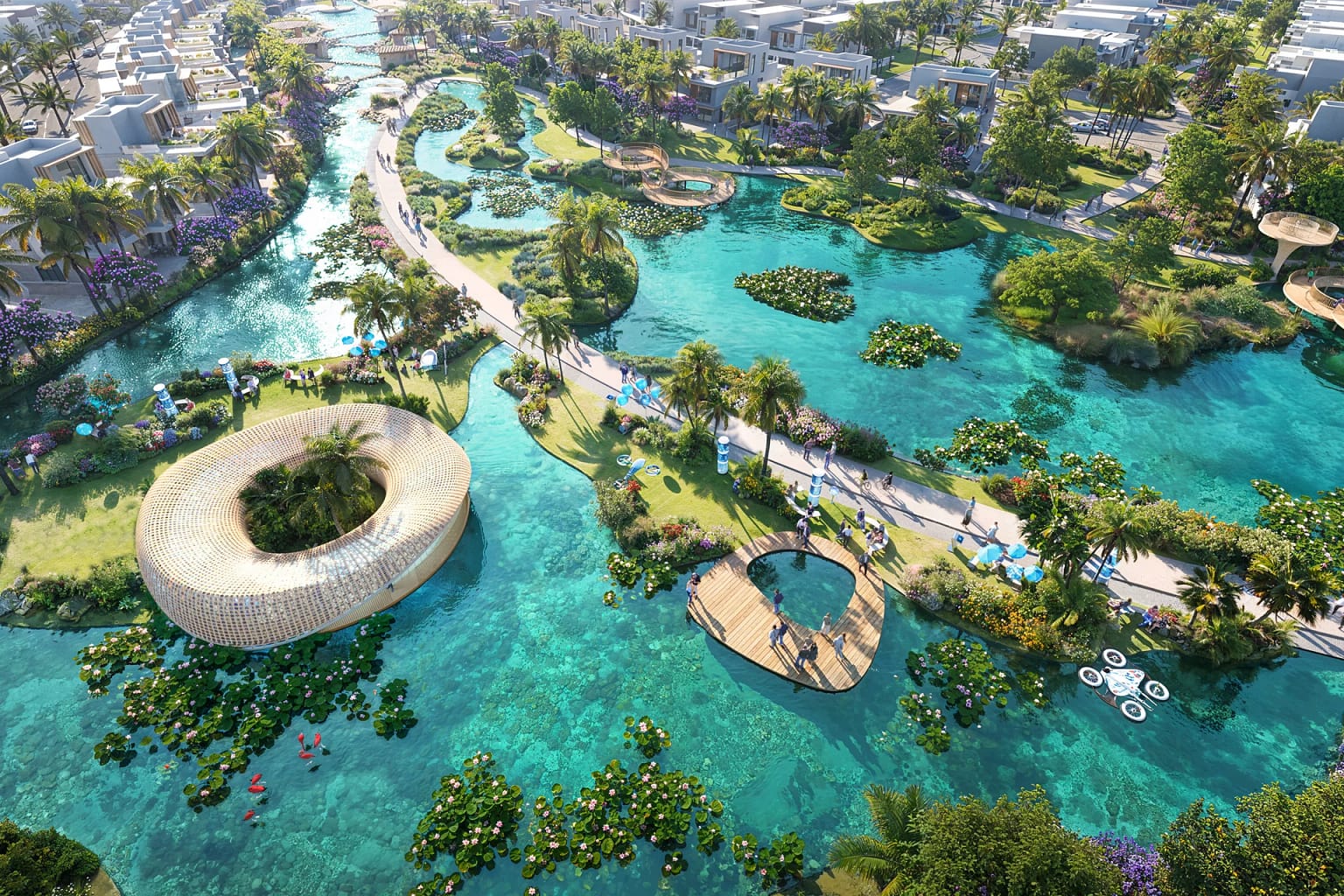 DAMAC Islands 2 — Villas and Townhouses in Dubailand, Dubai 40 DAMAC Islands 2: ring-shaped observation deck over the lagoon