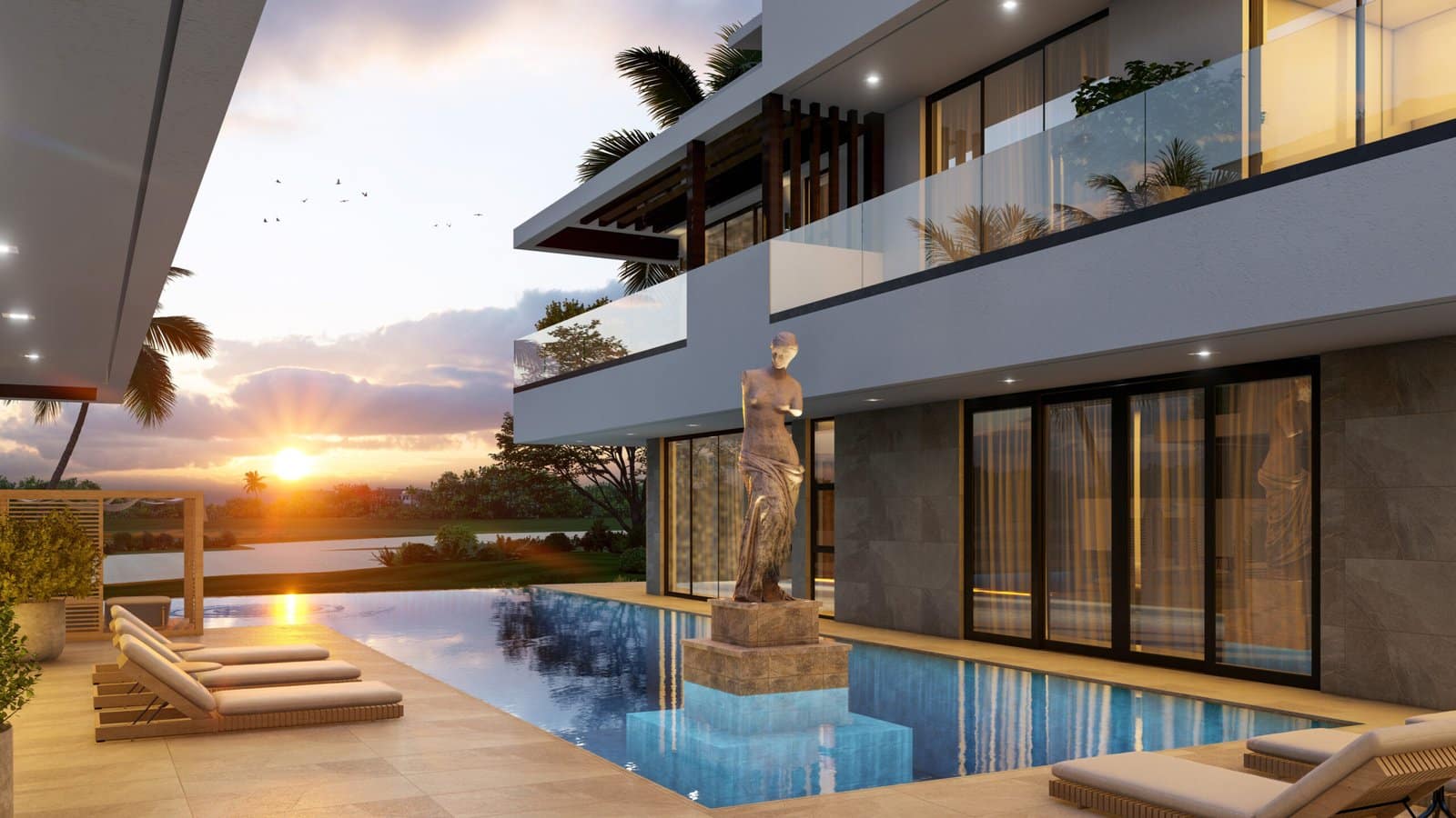 VC11_Vista Piscina 2 Villa Cayuco 11 Cap Cana — render della piscina e degli spazi esterni della villa, Repubblica Dominicana