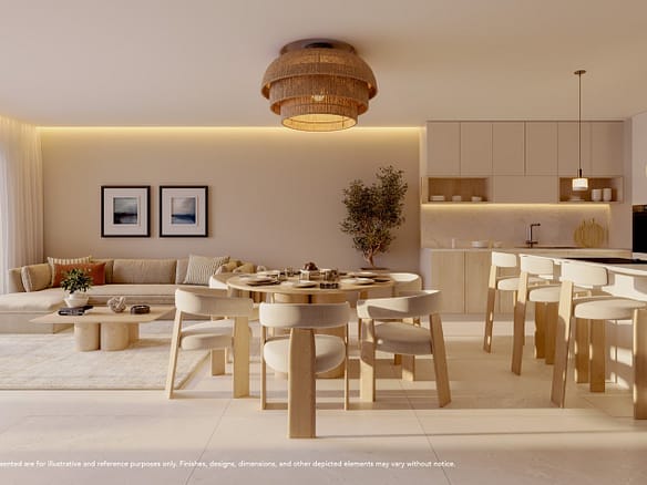 Aquamarine – Juan Dolio 15 Disclaimer renders Aquamarine_RA - AQUAMARINE - LIVING ROOM - KITCHEN - ENG