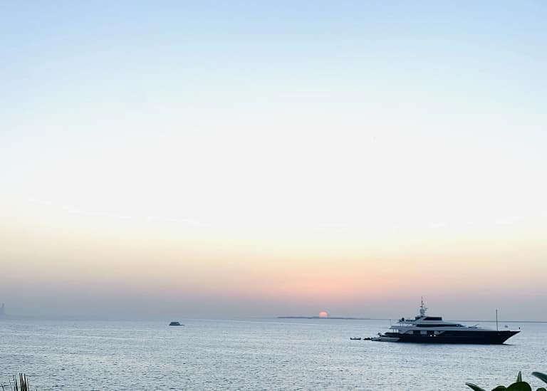Dubai Travel: the City, the Creek and the Desert 10 Bulgari Resort Dubai — the sunset seen from the resort