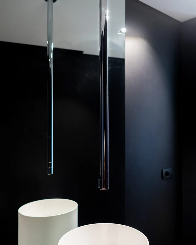 Natural Stone — Marble, Stone and Wood 14 Black natural stone in the guest bathroom of MD Home, with Gessi ceiling-mounted taps