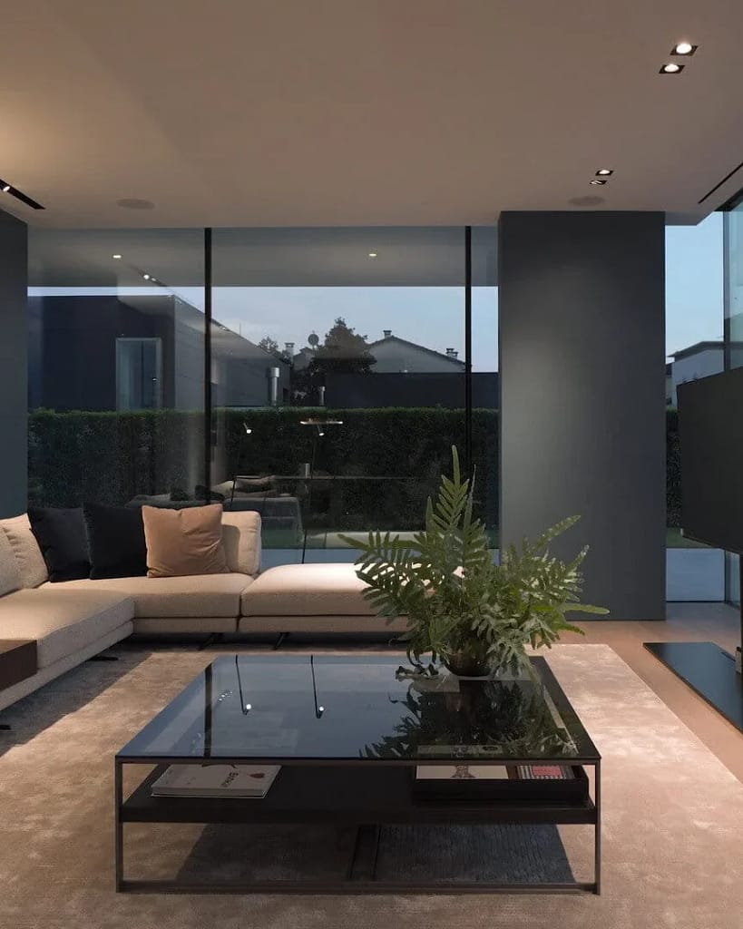 Consulting 2 Consulenza immobiliare di lusso: open space con vetrate a tutta altezza, progetto dello studio